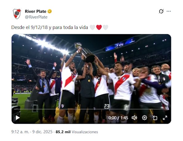 “Para toda la vida”: el recuerdo de River Plate a siete años de ganar la Libertadores en Madrid con un guiño a los hinchas
