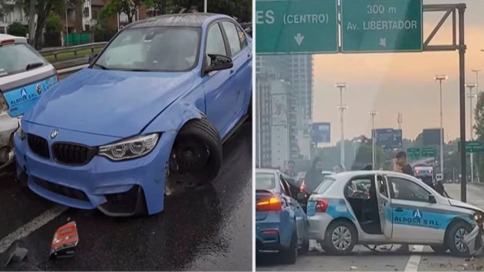 Triple choque en la avenida General Paz: un auto de alta gama fuera de control embistió a otros dos vehículos